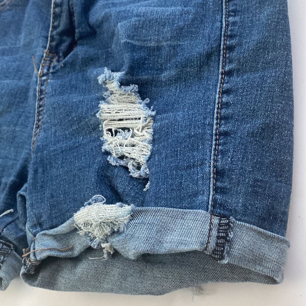 Nina Rossi Distressed Ultra Ribcage High Jorts Denim Shorts Medium Wash Sz 5 - Picture 4 of 5